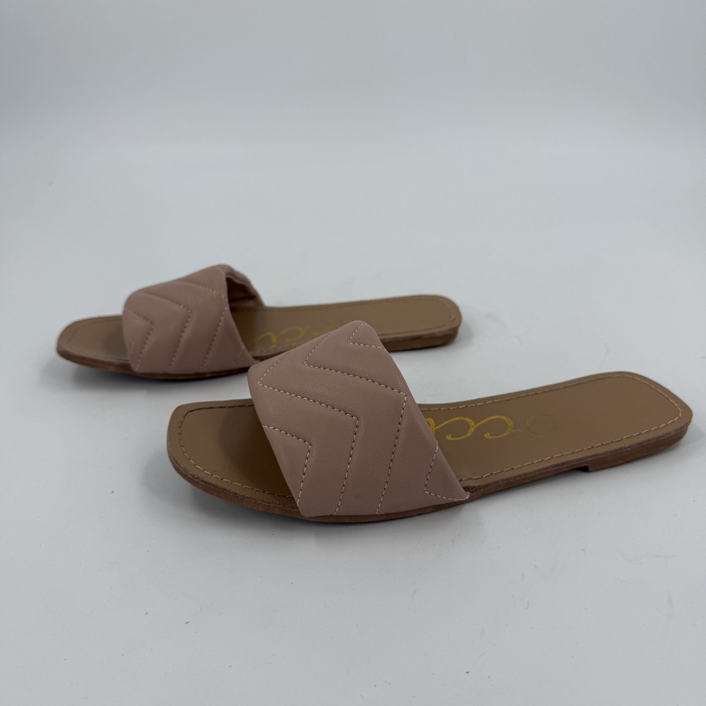 Ccocci Womens Size 6 Blush Pink Quilted Slide Sandals Square Toe Slip On
